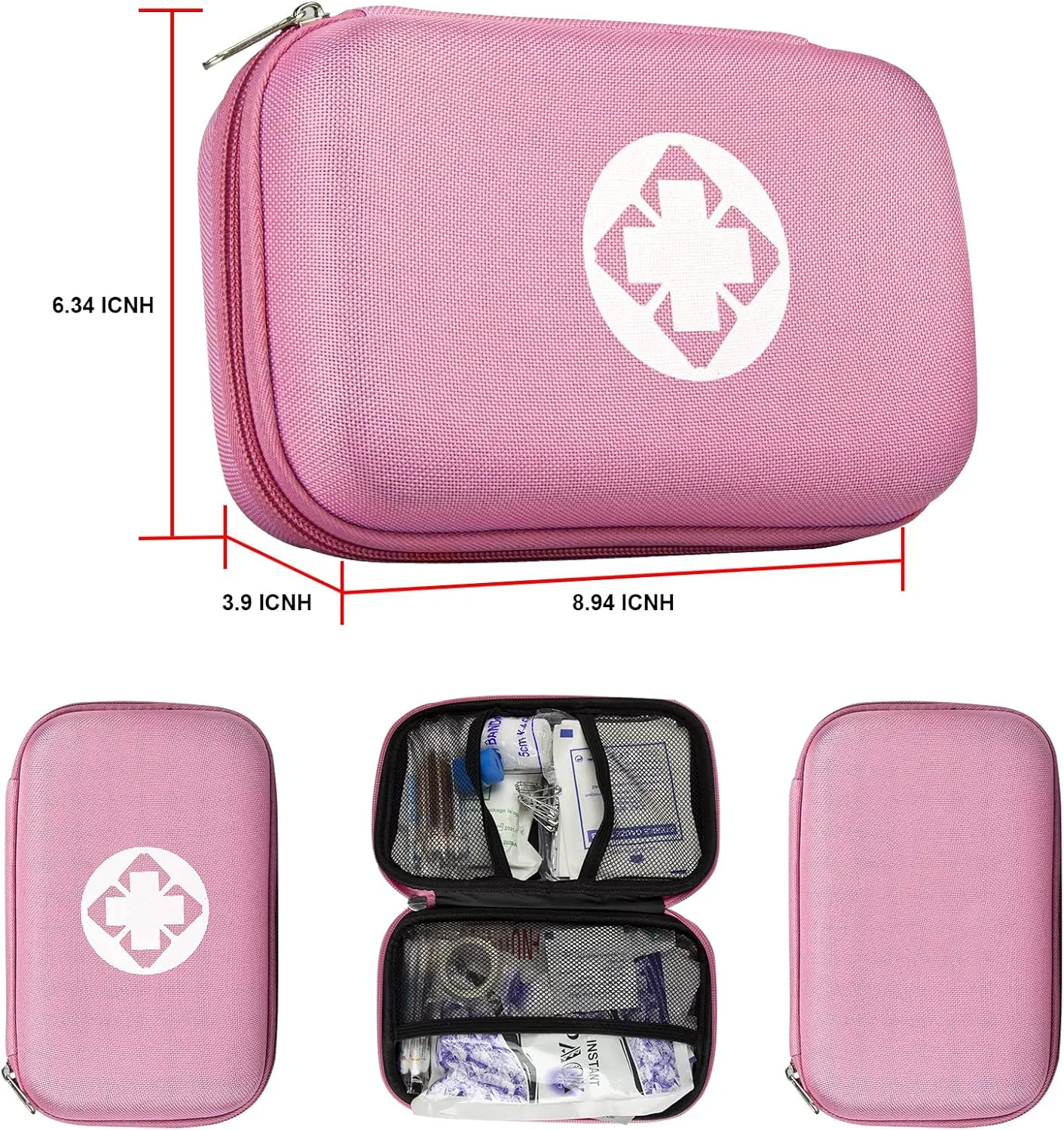 276 PCS Emergency First Aid Kit for Home, Camping Essentials Emergencies Survival Gear for Outdoor Adventure First Aid Kits Refill Supplies for Car Hiking Skating Boating, Pink angel wish