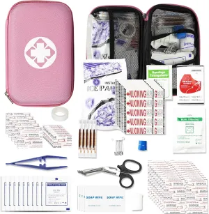 276 PCS Emergency First Aid Kit for Home, Camping Essentials Emergencies Survival Gear for Outdoor Adventure First Aid Kits Refill Supplies for Car Hiking Skating Boating, Pink angel wish