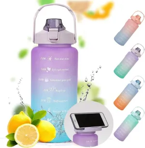 2L Large Capacity Sports Bottle with Time Marker, Outdoor PC Water Bottle, Travel Water Bottle, BPA Free, Easy to Carry (Size : 2000ml, Color : Blue-A-2000ml)