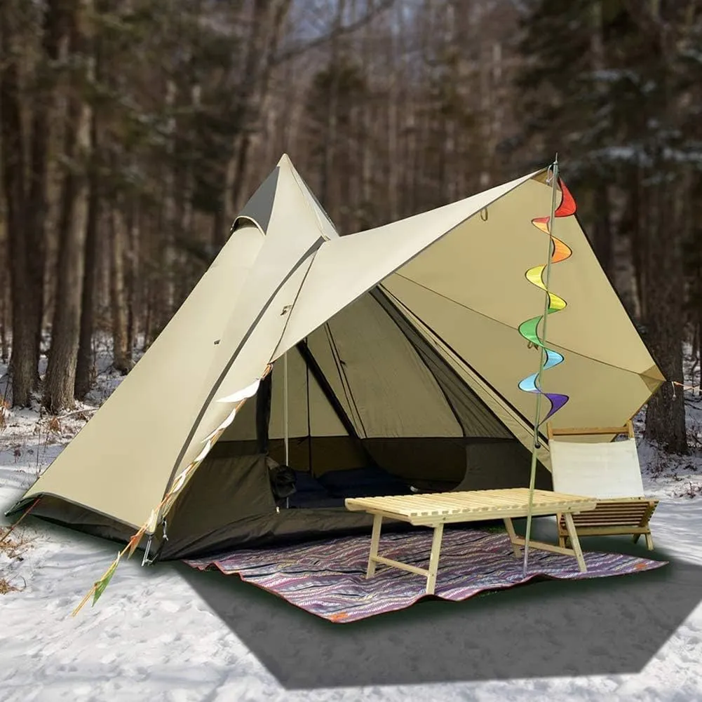 3-4 Person Camping Family Teepee Tent Outdoor Double Layers Indian Tipi Tent Suitable for Camping Hiking Holidays