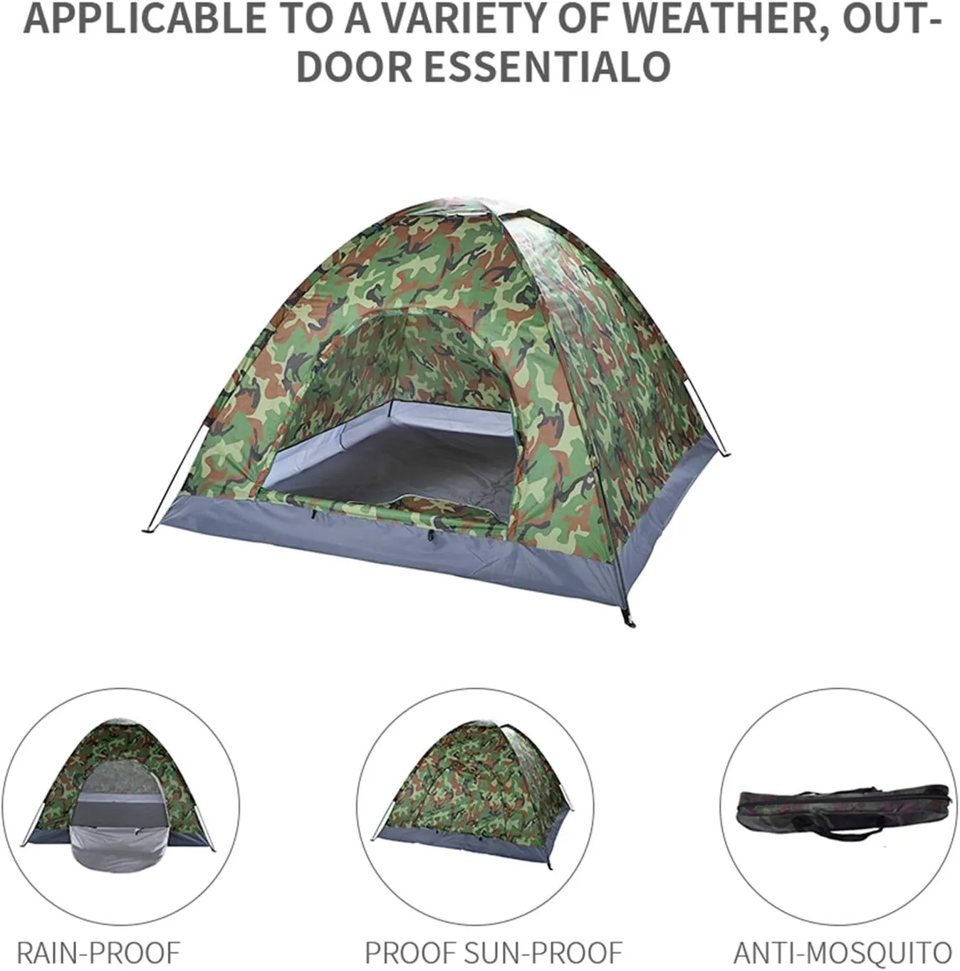 3-4 Person Camping Tent, Automatic Family Tent, All-Weather Instant Pop Up Waterproof Sun Shelter Tents with Mesh Layer and Carrying Bag, Outdoor Beach Tents for Hiking Travel Activities
