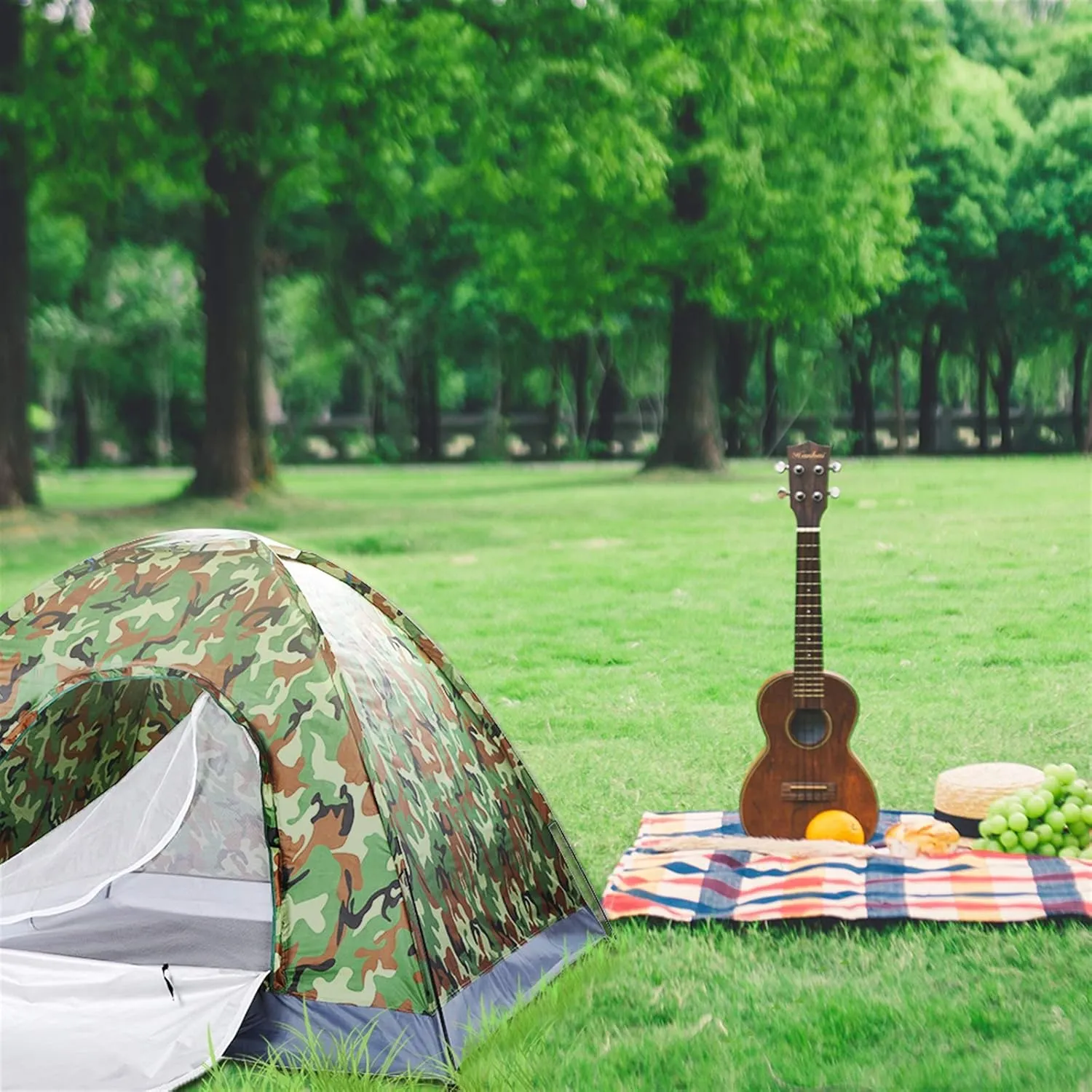 3-4 Person Camping Tent, Automatic Family Tent, All-Weather Instant Pop Up Waterproof Sun Shelter Tents with Mesh Layer and Carrying Bag, Outdoor Beach Tents for Hiking Travel Activities