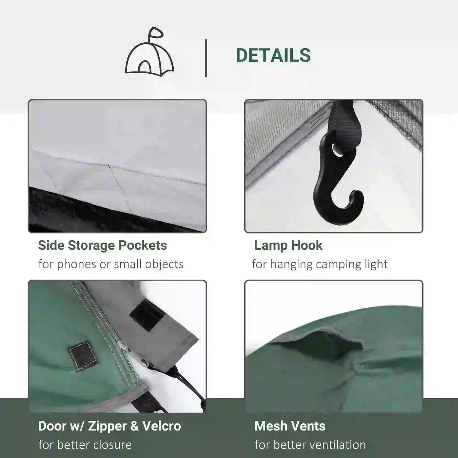 3-4 Waterproof For Green With Person Outsunny Dome Trustworthy Large Tent Family Versatile Windows