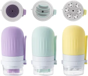 3-in-1 Facial Body Brush Bottle, Exfoliating and Facial-Lifting Scrub Bottle and Acupoint Massage Roller Bottle, 50ml/100ml, Leak Proof Travel Toiletries and Liquid Container (50 ml)