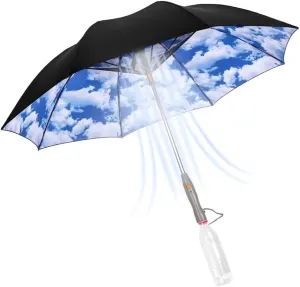 3 in 1 Umbrella with Fan, UV Blocking Umbrella with Fan, Umbrella With Fan And Mist Spray, Misting Umbrella With Fan, USB Rechargeable Sun Umbrella, Cooling Umbrella with Fan for Summer
