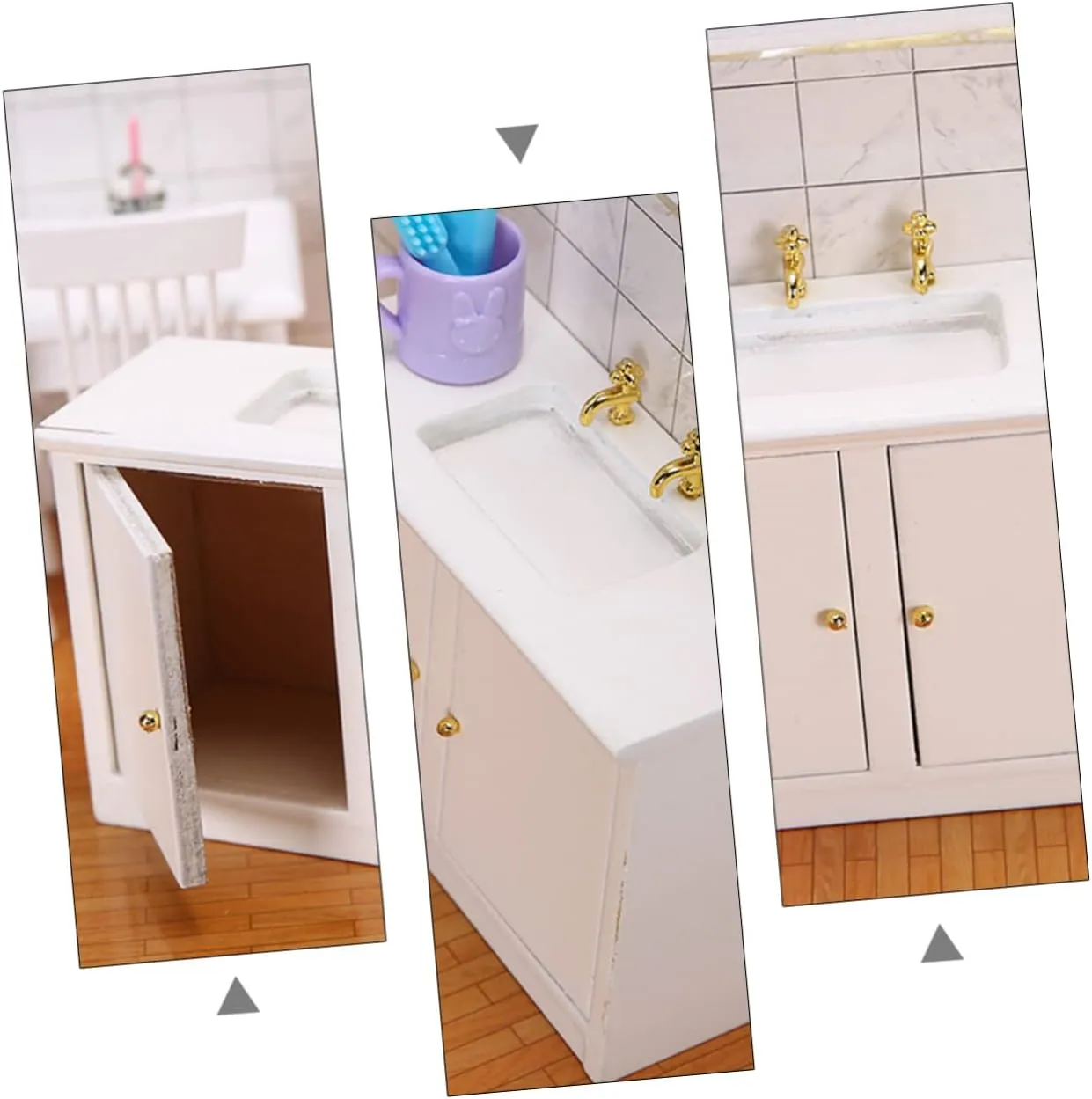 3 pcs Miniature Bathroom Sink Model DIY Accessory for Dollhouse Compact White Wash Basin Detail for Childrens Present Unique Design for Home Decor