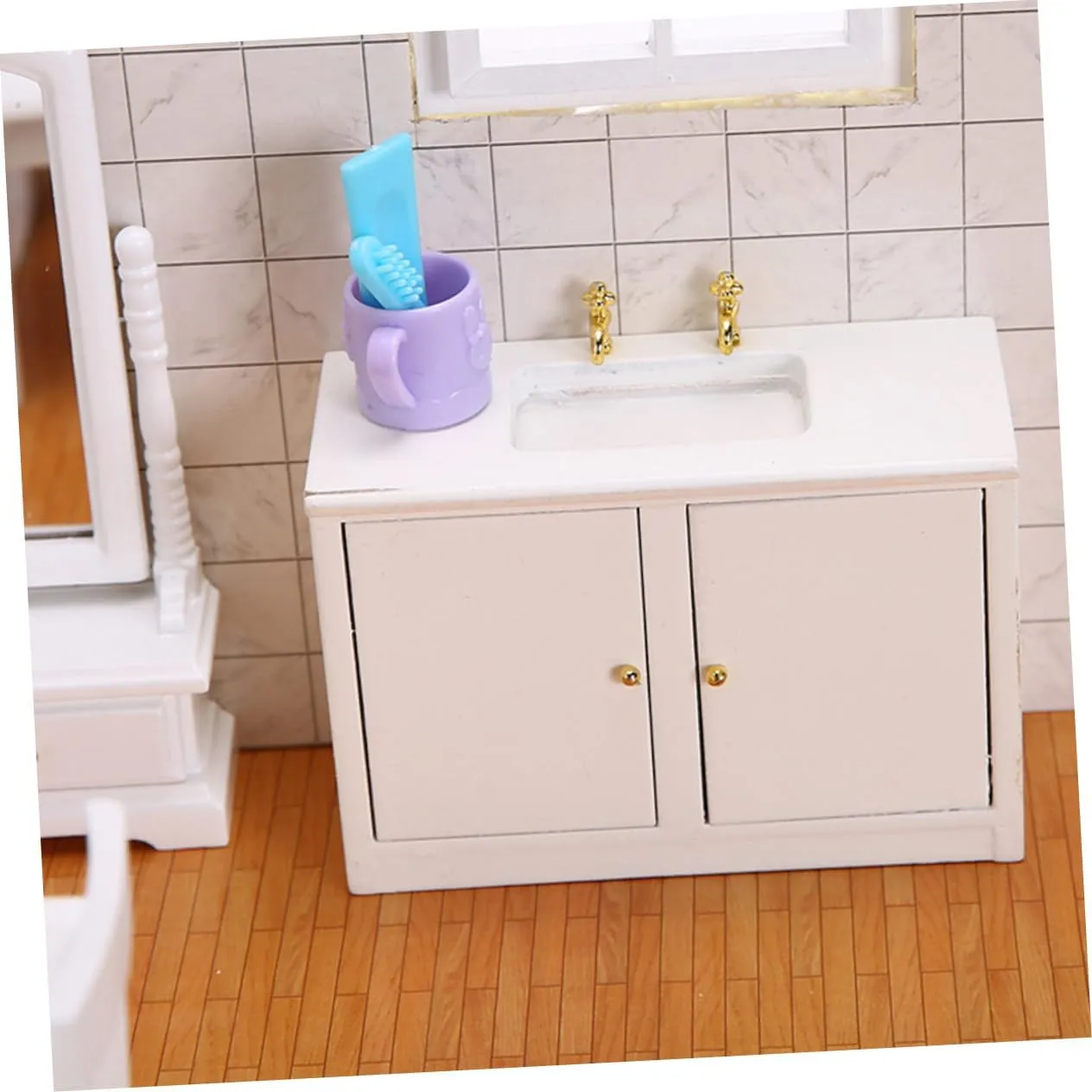 3 pcs Miniature Bathroom Sink Model DIY Accessory for Dollhouse Compact White Wash Basin Detail for Childrens Present Unique Design for Home Decor