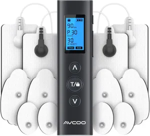 30 Modes TENS EMS Unit Compact Muscle Stimulator for Pain Relief, Rechargeable & Portable Dual Channel EMS Muscle Stimulator with 30 Intensity Levels and 12 Electrode Tens Unit Replacement Pads