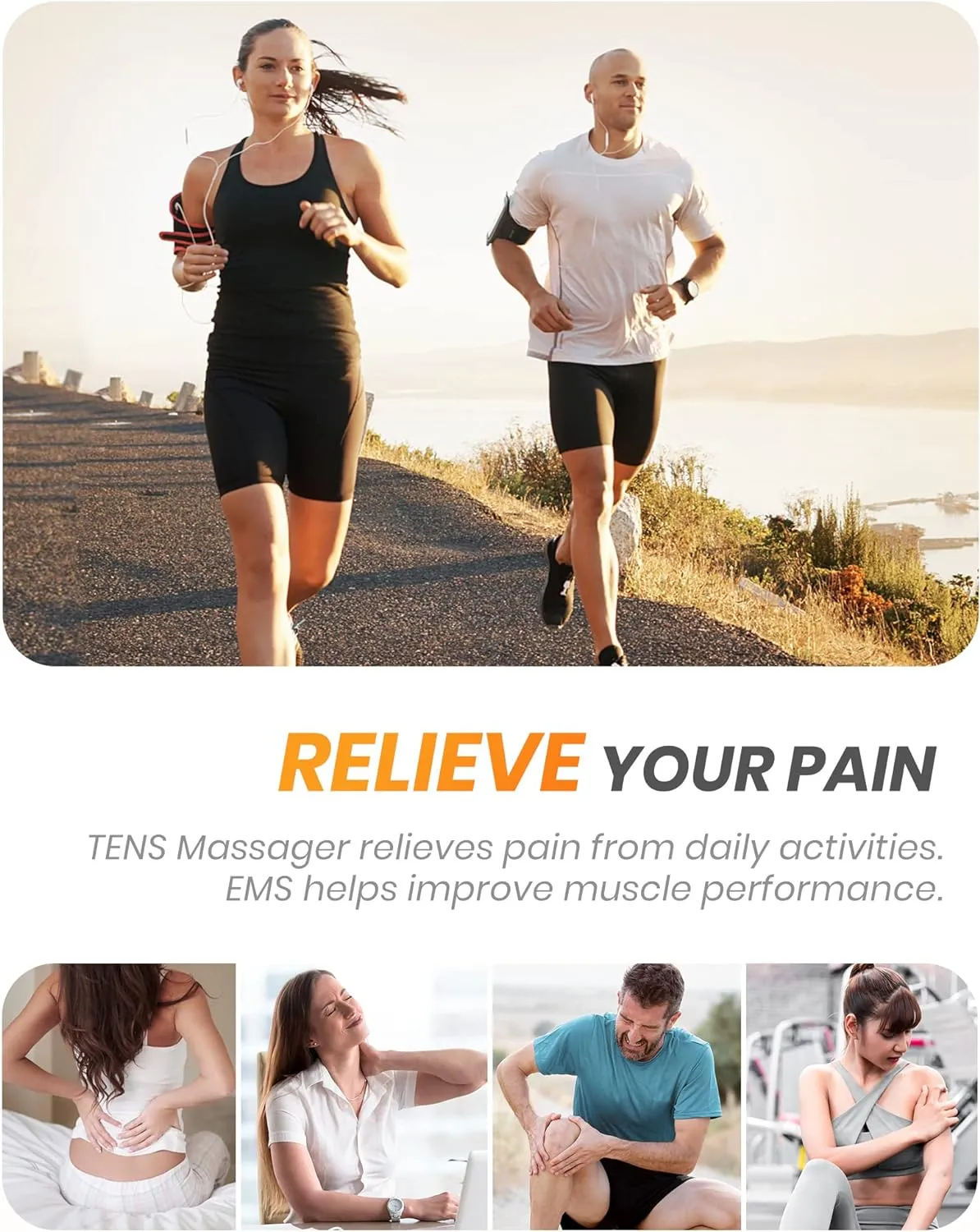 30 Modes TENS EMS Unit Compact Muscle Stimulator for Pain Relief, Rechargeable & Portable Dual Channel EMS Muscle Stimulator with 30 Intensity Levels and 12 Electrode Tens Unit Replacement Pads