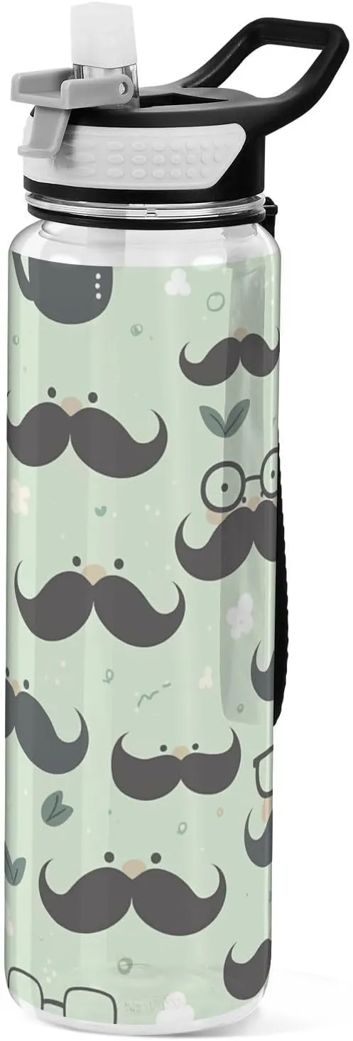 30 oz Happy Father's Funny Beard Green Modern Water Bottle Tritan BPA Free non toxic Jug with Handle for Car Cup Outdoors Collapsible