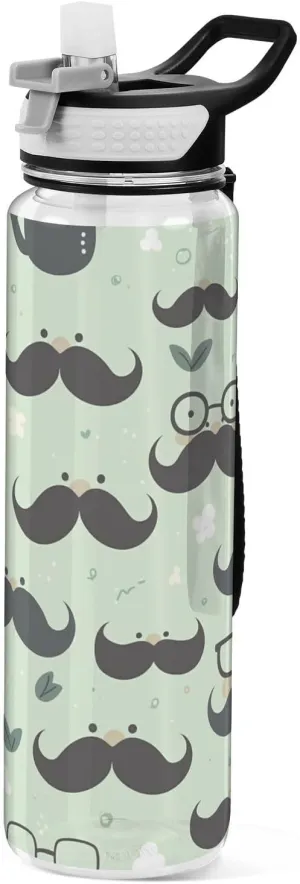 30 oz Happy Father's Funny Beard Green Modern Water Bottle Tritan BPA Free non toxic Jug with Handle for Car Cup Outdoors Collapsible