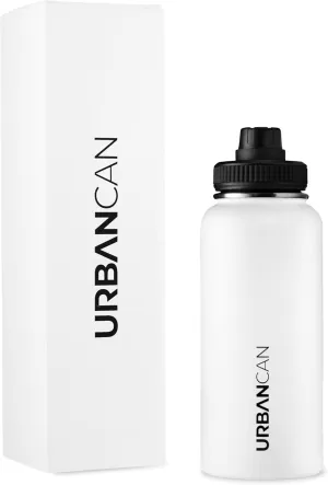 32 oz Insulated Water Bottle with Straw, Chug & Cap Lids - Drink In Style with Stainless Steel Water Bottles for Sports, Gym & Travel - Premium Double Walled Thermos Flask - Fresh 90