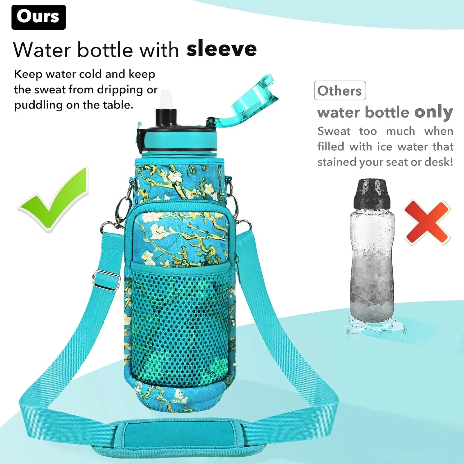 32 oz Water Bottles with Straw & Strap, Motivational Water Bottles with Times to Drink, BPA Free Reusable Sports Water Bottle with Sleeve Carrier for Hiking, Travel, Running or Fitness