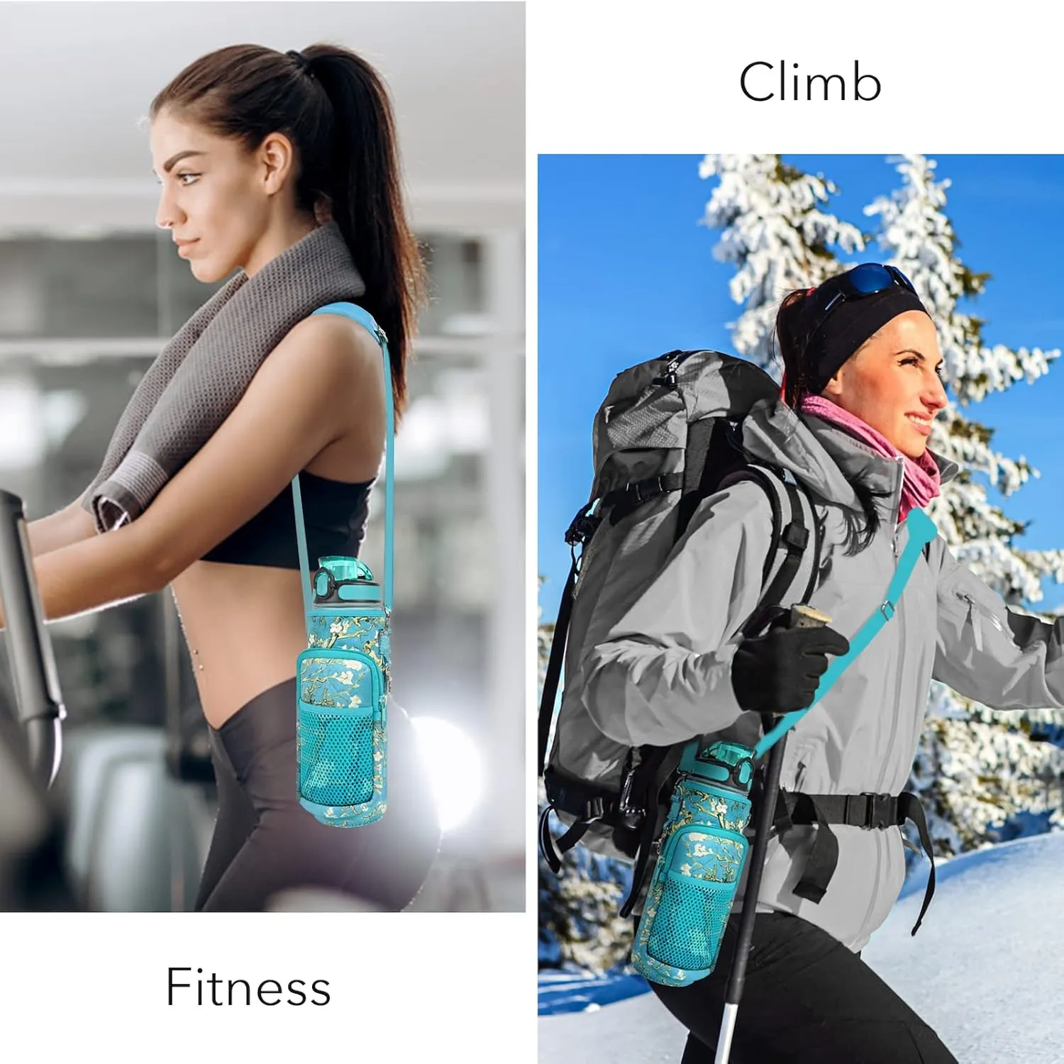 32 oz Water Bottles with Straw & Strap, Motivational Water Bottles with Times to Drink, BPA Free Reusable Sports Water Bottle with Sleeve Carrier for Hiking, Travel, Running or Fitness