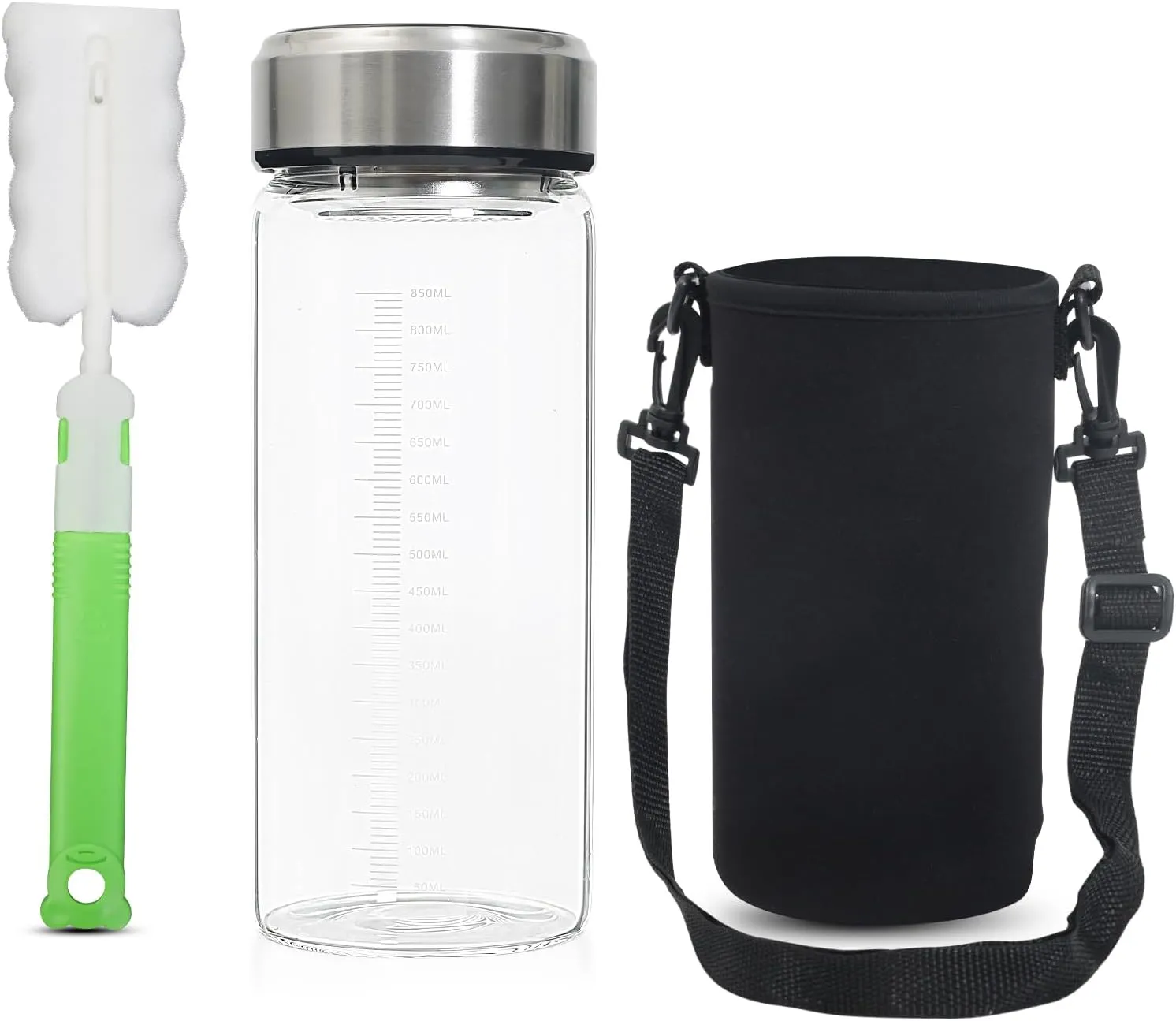 32 Oz Wide Mouth Glass Water Bottle,Big Capacity Glass Shaker Bottle,Reusable Glass Drinking Bottles with Sleeve For Gym,Home,Office,Travel