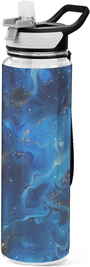 32oz Blue Marble Water Bottle for Adults Tritan BPA-Free non toxic Jugs for Drinking for Sports Collapsible