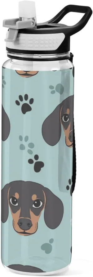32oz Dogs Claw Paw Print Blue Water Bottles Wide Mouth Tritan BPA-Free non toxic Water Jug for Gym for Walking Collapsible