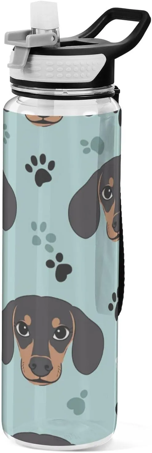 32oz Dogs Claw Paw Print Blue Water Bottles Wide Mouth Tritan BPA-Free non toxic Water Jug for Gym for Walking Collapsible