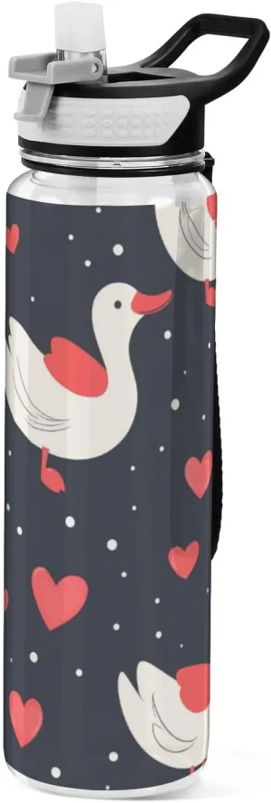 32oz Duck Country Style Valentine Cartoon Modern Water Bottle Tritan Free BPA non toxic Water Jugs for Drinking for Fitness Collapsible