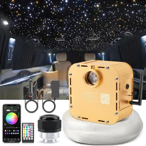 32W Twinkle Starlight Headliner Kit, 800pcs*0.03in*13.1ft LED Fiber Optic Lights Kit, Star Ceiling Light 10 Crystals Adapter Cigarette Lighter for Car Roof/Home with APP/Remote/Music Mode