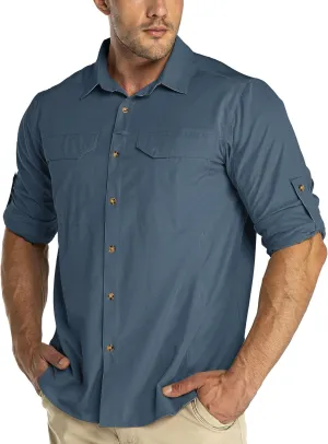 33,000ft Men's Long Sleeve Hiking Shirts Lightweight Quick Dry Sun Protection UV UPF 50 Fishing Shirt Outdoor Safari Travel