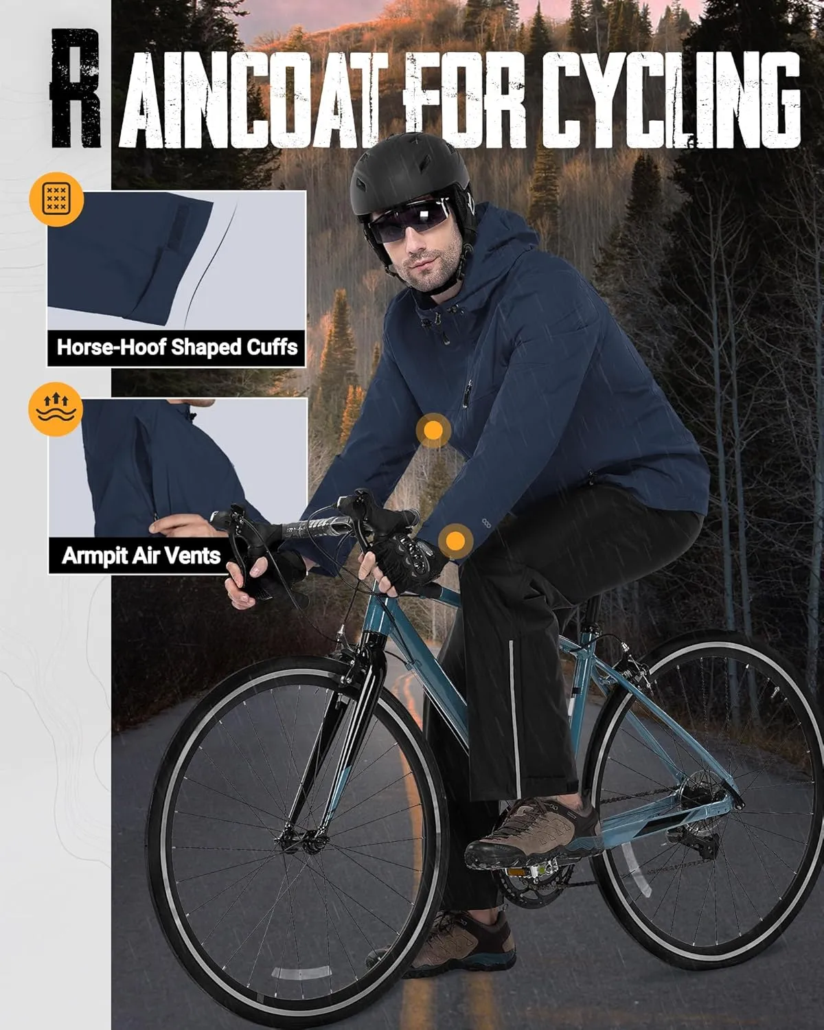 33,000ft Men's Packable Rain Jacket Lightweight Rain Shell Jacket with Hood Waterproof Raincoat for Cycling