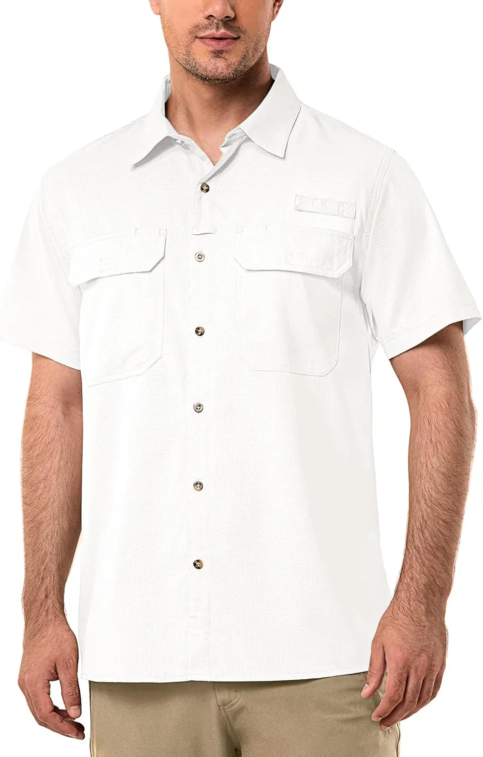 33,000ft Men's UPF 50  UV Short Sleeve Hiking Fishing Shirt Quick Dry Cooling PFG Sun Protection Shirt for Travel Safari