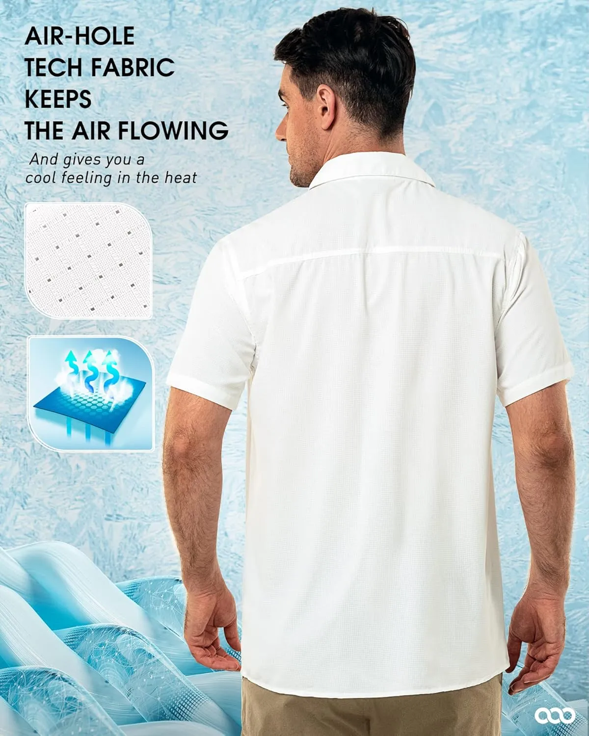 33,000ft Men's UPF 50  UV Short Sleeve Hiking Fishing Shirt Quick Dry Cooling PFG Sun Protection Shirt for Travel Safari