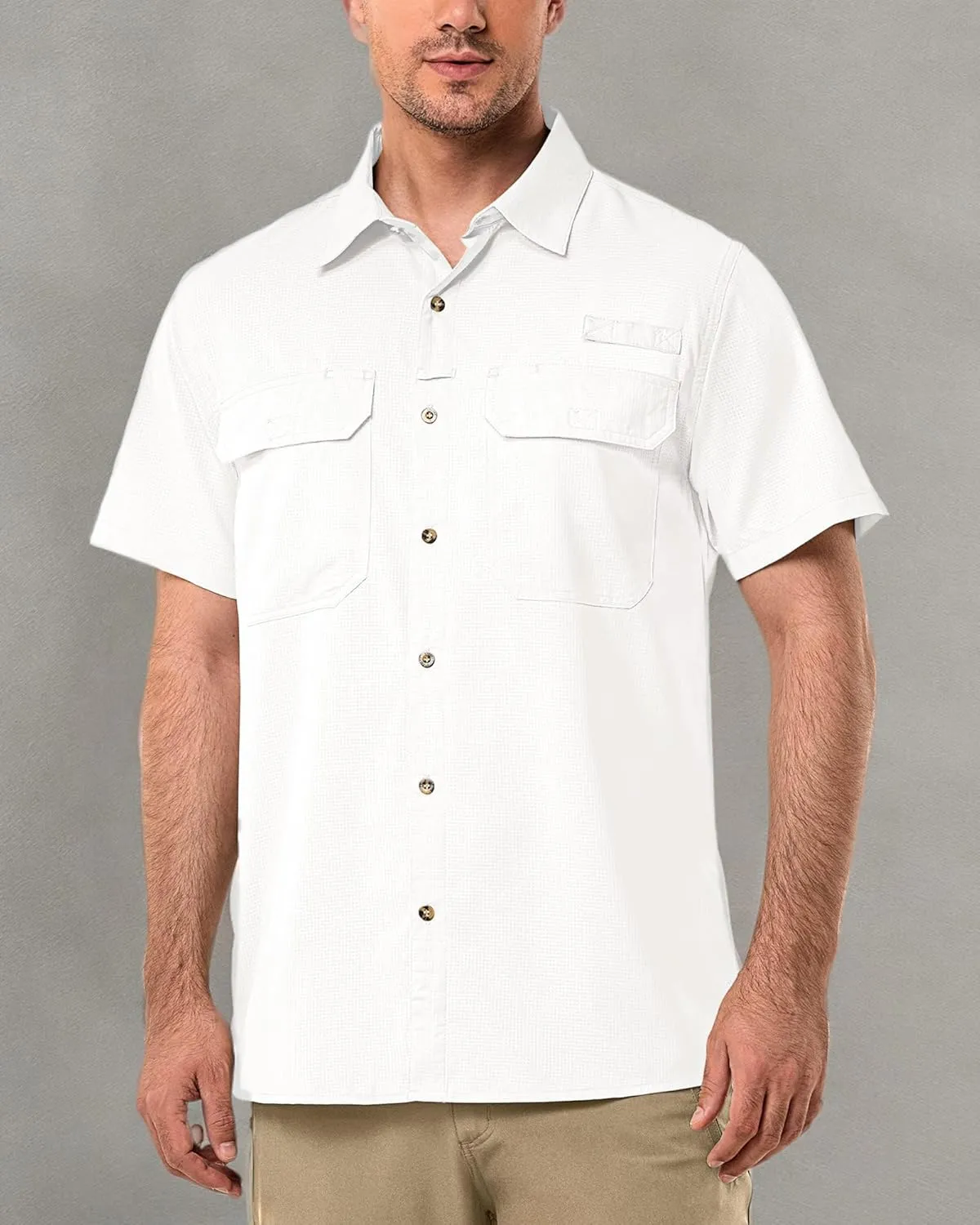 33,000ft Men's UPF 50  UV Short Sleeve Hiking Fishing Shirt Quick Dry Cooling PFG Sun Protection Shirt for Travel Safari
