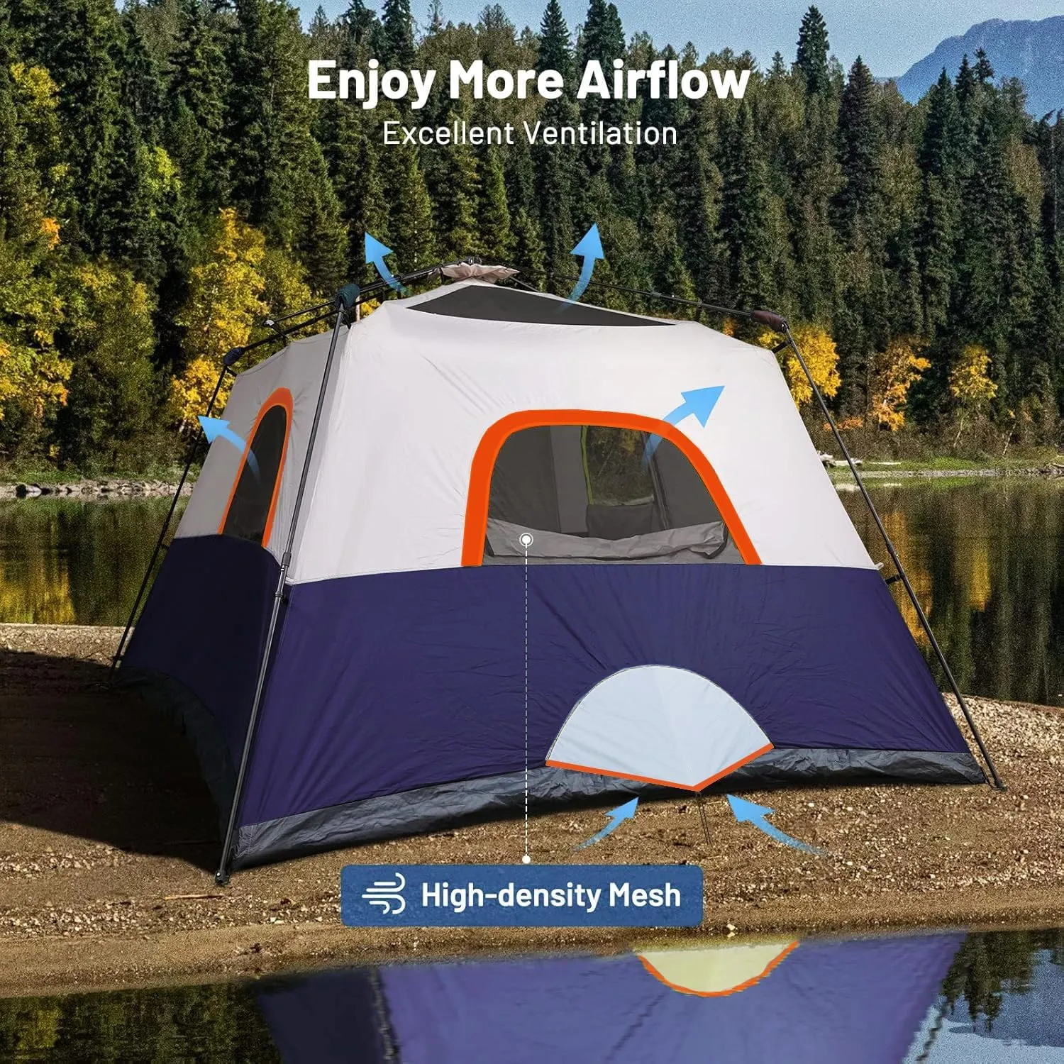 3/4 Person/6 Person Camping Tent Fast Cabin Tent with Instant Setup Tent, Weatherproof Tent Easy Quick Set Up & Pop Up in 60 Seconds with Rainfly Backpack for Family Camping,Upgraded Ventilation
