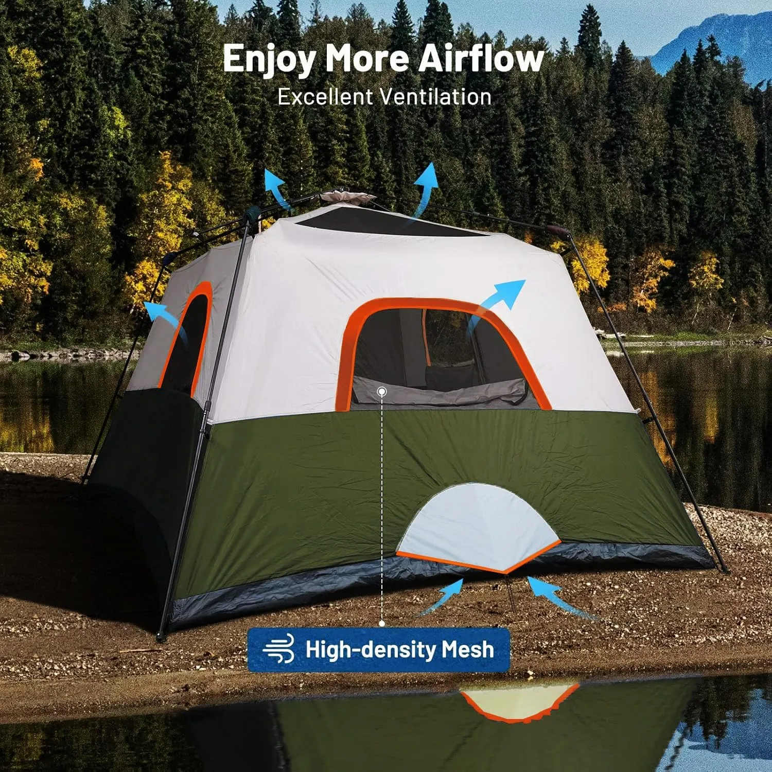 3/4 Person/6 Person Camping Tent Fast Cabin Tent with Instant Setup Tent, Weatherproof Tent Easy Quick Set Up & Pop Up in 60 Seconds with Rainfly Backpack for Family Camping,Upgraded Ventilation