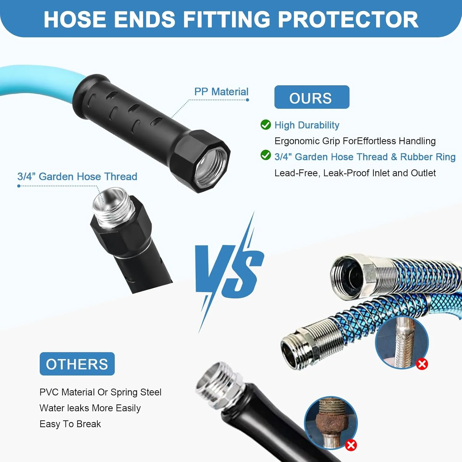 35ft Upgraded RV Water Hose with Storage Straps, 5/8" Drinking Water Hose, Leak Free and Anti-Kink Design, Camper Fresh Water Garden Hose for Truck and Car