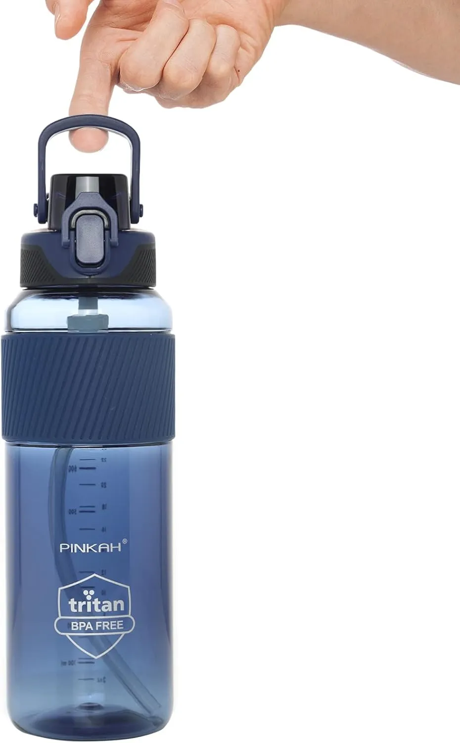 35oz Water Bottle with Straw, BPA Free & Leakproof, Tritan Sports Water Bottle with Handle for Gym Workout, Dark Blue