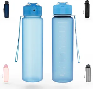 36 oz Sports Water bottle,BPA Free Drinks Water Bottles with Fruit Strainer,Leakproof Tritan BPA Free Non-Toxic Water Jug for Fitness,Gym,Sports,Outdoors,Cycling (light blue)