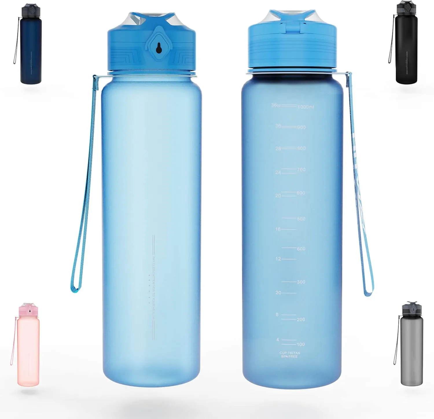 36 oz Sports Water bottle,BPA Free Drinks Water Bottles with Fruit Strainer,Leakproof Tritan BPA Free Non-Toxic Water Jug for Fitness,Gym,Sports,Outdoors,Cycling (light blue)