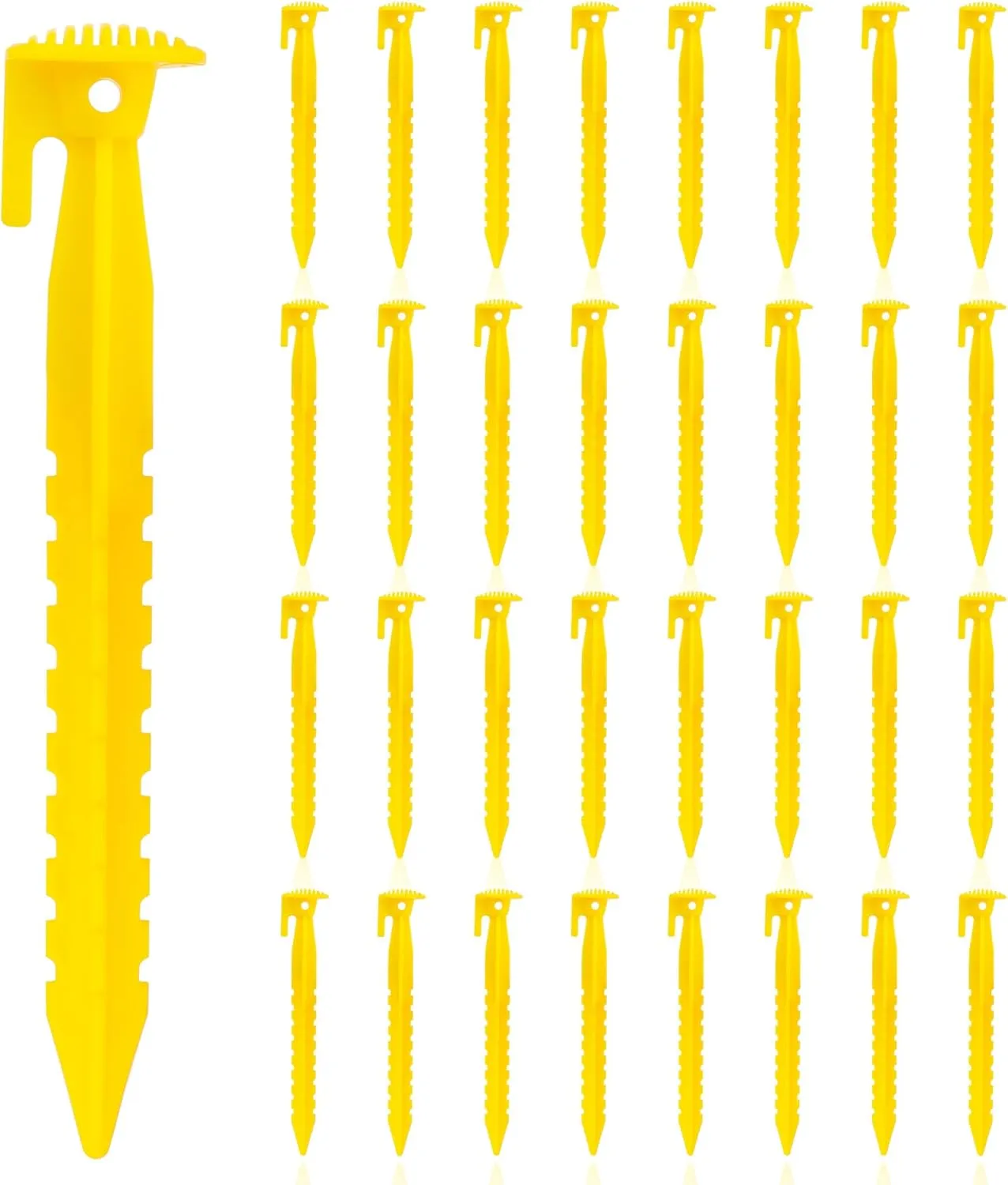 36 Pack Plastic Tent Stakes Heavy Duty, 9 Inch Plastic Yard Stakes for Outdoor Inflatables Beach Tent Stakes, Plastic Tent Pegs for Sand, Camping, Gardening