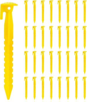 36 Pack Plastic Tent Stakes Heavy Duty, 9 Inch Plastic Yard Stakes for Outdoor Inflatables Beach Tent Stakes, Plastic Tent Pegs for Sand, Camping, Gardening