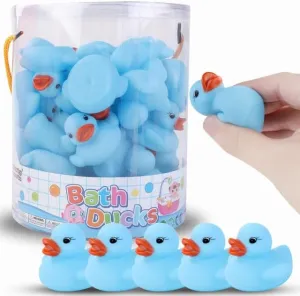 36 Pieces Classic Rubber Duck Bath Toys - No Holes BPA Free Floating Duckies for Boys Baby Shower, Party Favors, Kids Gifts (Blue)