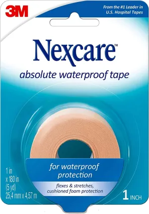 3M (731) Absolute Waterproof First Aid Tape, 1 in x 5 yds (Sold per case of 24 Rolls)