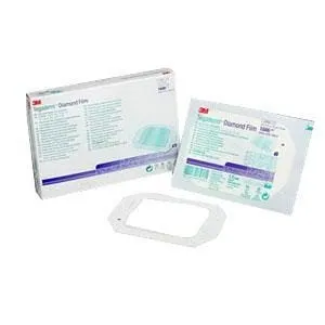 3M Tegaderm Diamond Pattern Transparent Dressing, Picture Frame Style, Waterproof, Latex-Free, Sterile 4" x 4-3/4", Box of 50