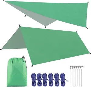 3m X 3m Hammock Rain Fly Tent Tarp, Large Waterproof Camping Tarp Shelter for Camping Hiking Backpacking Outdoor Adventure (Color : Green, Size : 300 * 300cm)