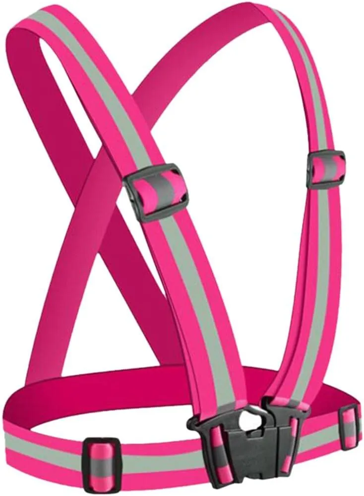 3xElastic Running Reflective Vest Adjustable for Night Walking Cycling Pink