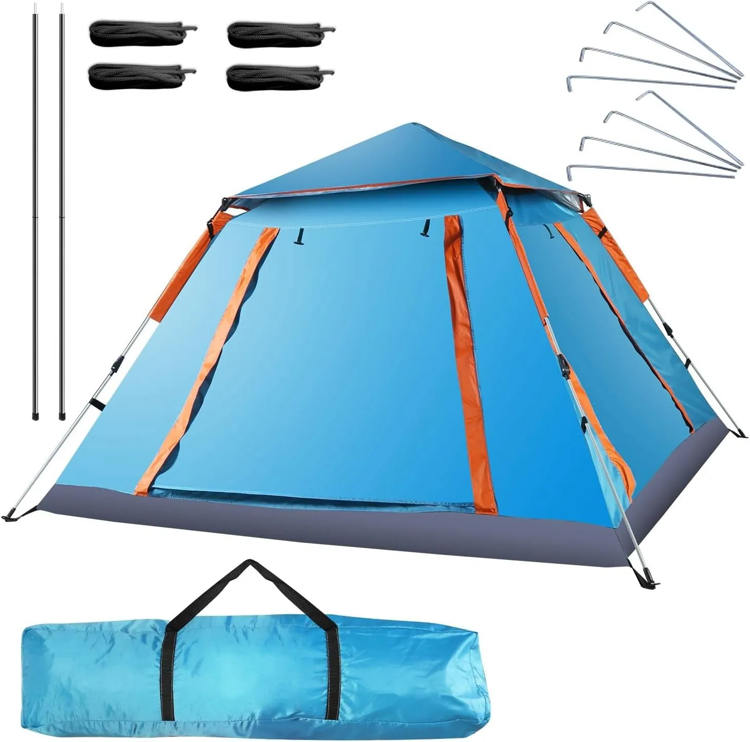 4-5 Person Camping Tent Outdoor Foldable Waterproof Tent with 2 Mosquito Nets Windows Carrying Bag for Hiking Climbing Adventure Fishing, 46.46 in Height