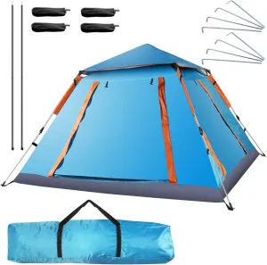 4-5 Person Camping Tent Outdoor Foldable Waterproof Tent with 2 Mosquito Nets Windows Carrying Bag for Hiking Climbing Adventure Fishing, 46.46 in Height