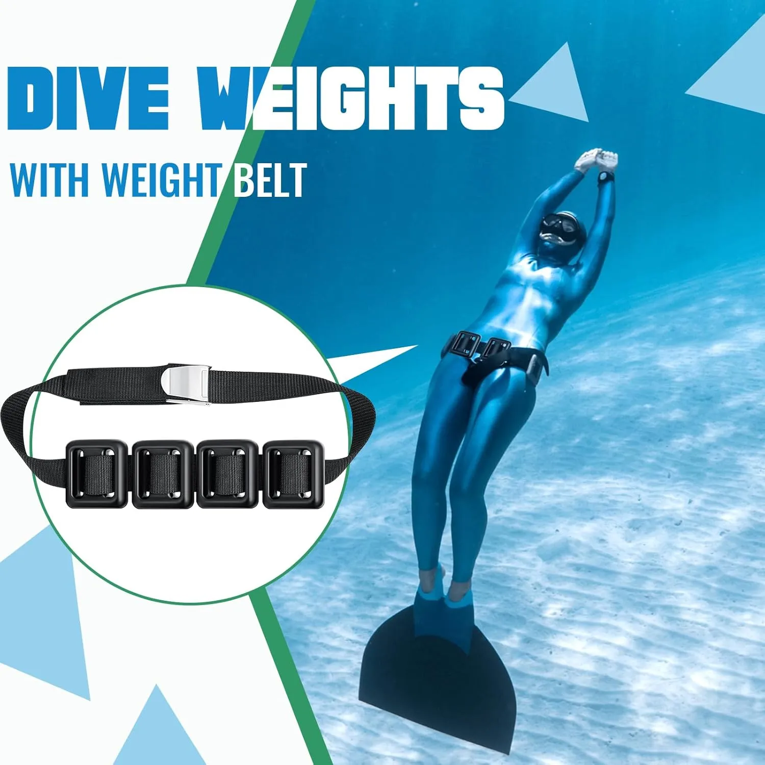 4 Pcs Dive Weights Belt for Scuba Diving Coated Dive Weights Nylon Dive Belt with Metal Quick Release Buckle for Free Diving Spear Fishing