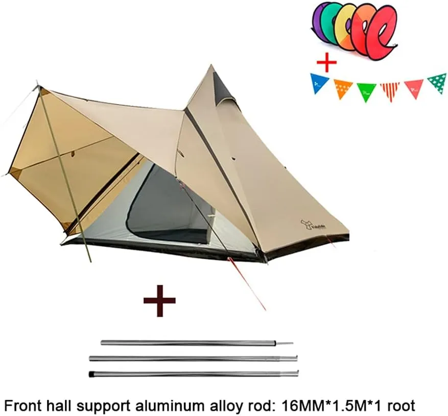 4 Person Tent for Camping Pyramid Teepee Tent Outdoor Portable Double Layers Indian Tipi Tent for Outdoor Family Hiking Yurt Tent