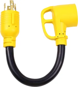 4 Prong 30 Amp RV Generator Adapter Cord with Grip Handle, L14-30P Twist Lock Male to TT30R Female, Heavy Duty STW 10 AWG Suitable for RVs, Trailers, Camping Vehicles, etc。ETL Listed（1FT