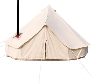 4 Season Waterproof Large Family Camping Cotton Canvas Bell Tent Beige Glamping Tent with Roof Stove Jack Hole and Electric Cable Hole