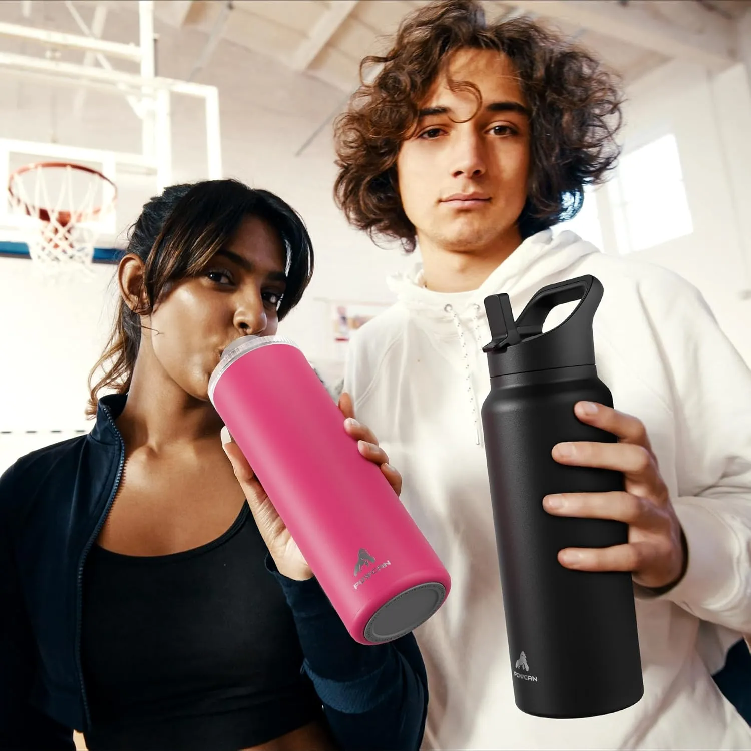 40 oz Insulated Water Bottle for Sports: 3 Lids, Leakproof, Keep Ice 24H and Hot 12H, Double Wall, Large Metal Water Flask with Handle for Camping, Hiking, Outdoors, Workout, Travel (Navy Blue)