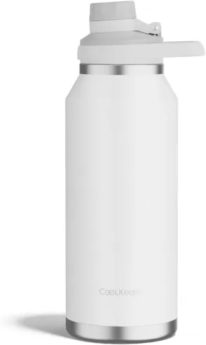 40 oz Insulated Water Bottle, Sports Stainless Steel Water Bottle with Handle Lid Outdoor Wide Mouth Metal Flask (White)